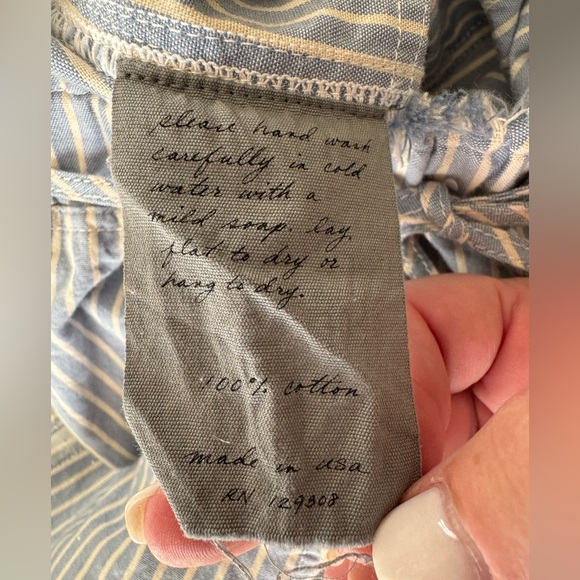 Raquel Allegra Utility Cotton Stripe Painter’s Pants - Blue/White - US Size M - Picture 9 of 10